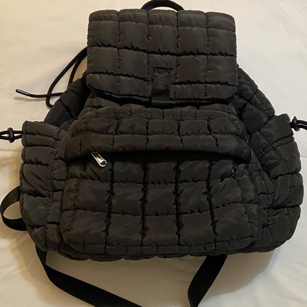 Tignanello Black and Tan Quilted Backpack